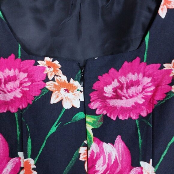 Eliza J Dress Women's 2 Black Rose Print Belted Boat Neck Sleeveless Party - Picture 13 of 16